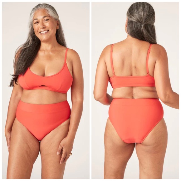 Modibodi Recycled Keyhole Crop Top + Hi-Waist Cheeky Briefs (Poppy Red) - Picture 3 of 6